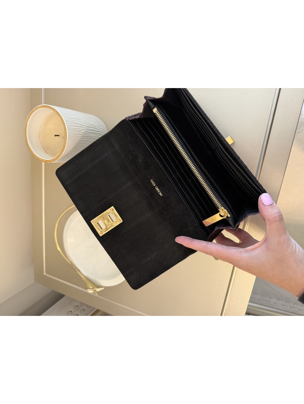 Michael Kors Collection Python Embossed Flap Wallet - Picture 6 of 6